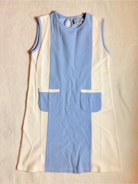 NWOT Little English blue and white knit sleeveless dress 14